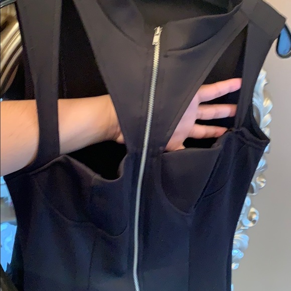 Black zip up peplum dress with cut outs - Picture 2 of 3